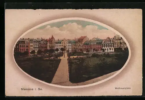 Künstler-AK Meerane /Sa., Wettinerplatz