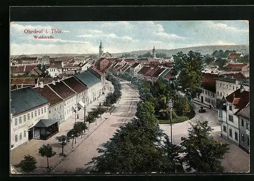 AK Ohrdruf, Waldstrasse aus der Vogelschau