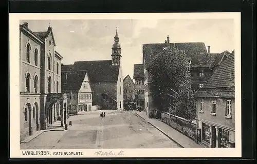 AK Waiblingen, Strassenpartie am Rathausplatz