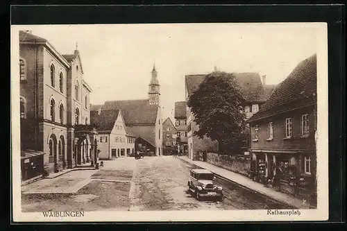 AK Waiblingen, Strasse am Rathausplatz