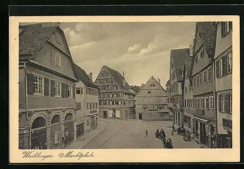 AK Waiblingen, Strassenpartie am Marktplatz