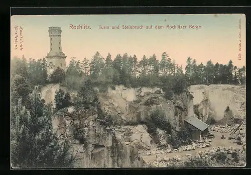 AK Rochlitz, Turm und Steinbruch auf dem Berge