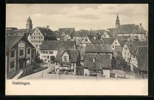 AK Waiblingen, Ortspartie mit Fachwerkhäusern