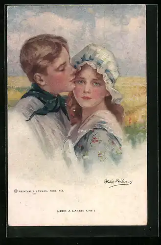 Künstler-AK Philip Boileau: Need a lassie cry?, Junges Liebespärchen