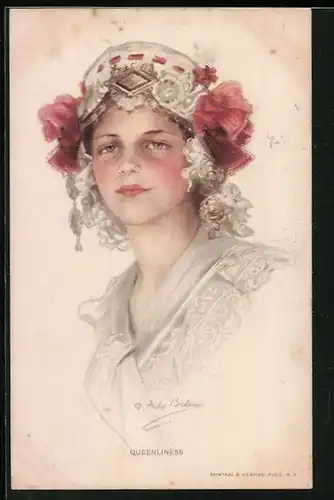 Künstler-AK Philip Boileau: Queenliness, Junge Dame mit Haube