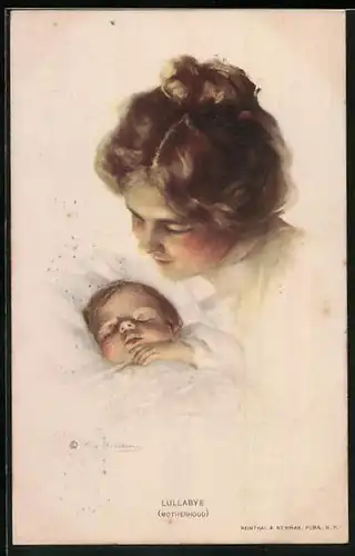 Künstler-AK Philip Boileau: Lullabye Motherhood, Junge Frau mit Baby