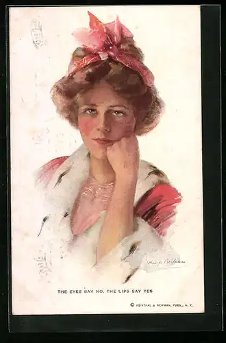 Künstler-AK Philip Boileau: The eyes say no..., Junge Frau mit aufgestütztem Kopf