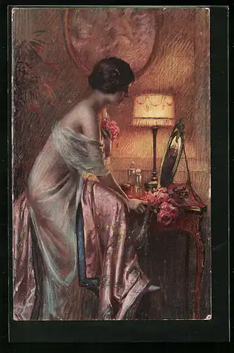 Künstler-AK Delphin Enjolras: Sein Blumengruss