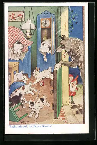 Künstler-AK Fritz Baumgarten: Macht mir auf, ihr lieben Kinder!