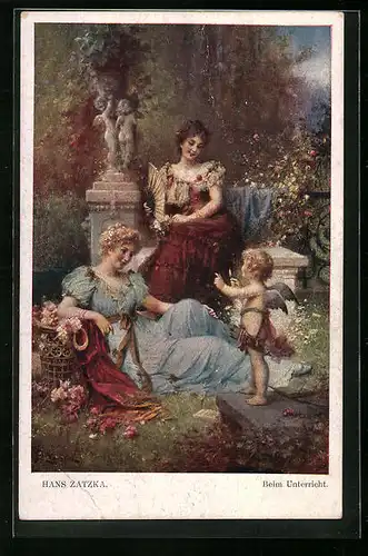 Künstler-AK Hans Zatzka: Beim Unterricht.
