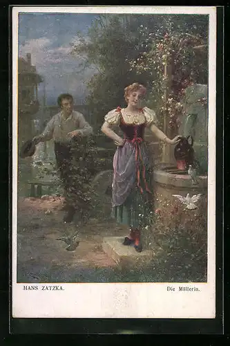 Künstler-AK Hans Zatzka: Die Müllerin.