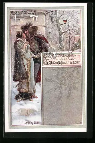 Künstler-AK Rud. Dutz: Und lustig die Schneeflocken trieben, ...