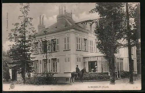 AK St-Momelin, Reiter vor einer Villa