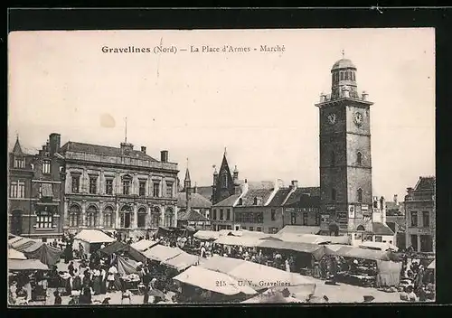 AK Gravelines (Nord), La Place d`Armes - Marché