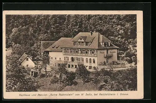 AK Reichelsheim i. Odenw., Gasthaus und Pension Ruine Rodenstein von W. Seitz