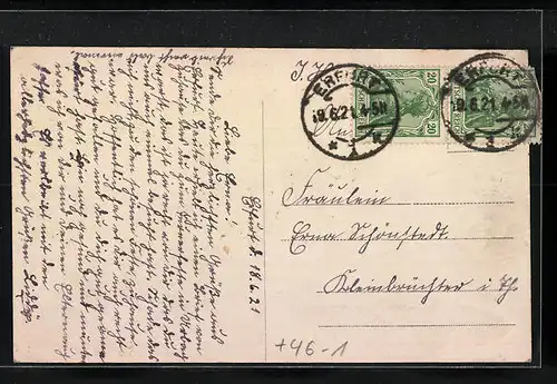 AK Erfurt, Anger mit Hauptpost und Strassenbahn