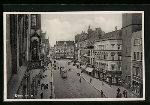AK Erfurt, Anger mit Geschäften und Strassenbahn