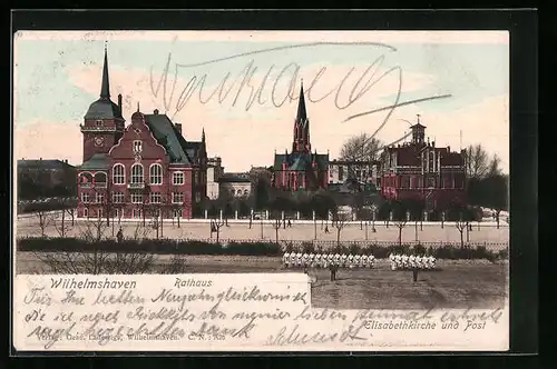 AK Wilhelmshaven, Rathaus mit Soldaten