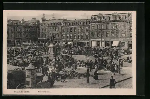 AK Wilhelmshaven, Bismarckplatz mit Ständen