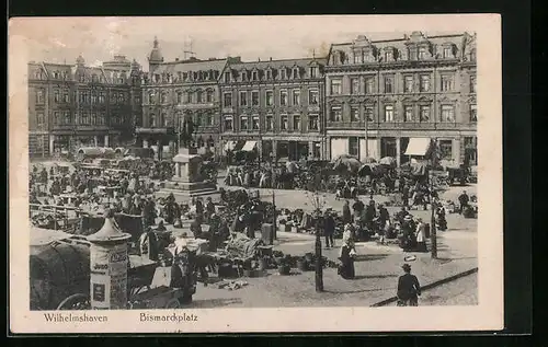 AK Wilhelmshaven, Bismarckplatz mit Ständen