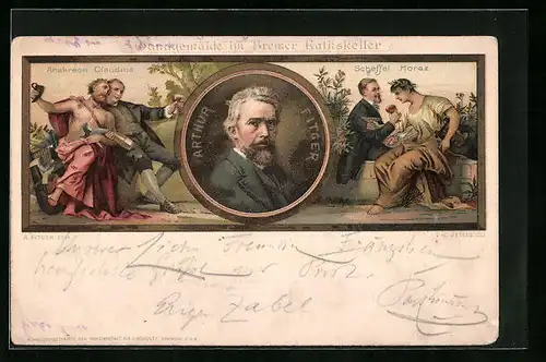 AK Bremen, Wandgemälde im Rathskeller, Arthur Fitger