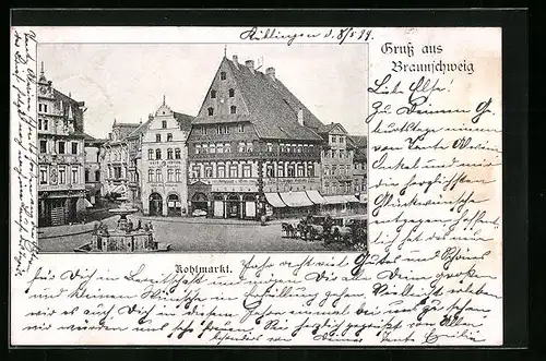 AK Braunschweig, Ansicht des Kohlmarktes mit Café Central