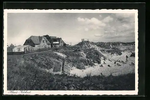 AK St. Peter, Haus Kiekut mit Strandpartie und Badegästen