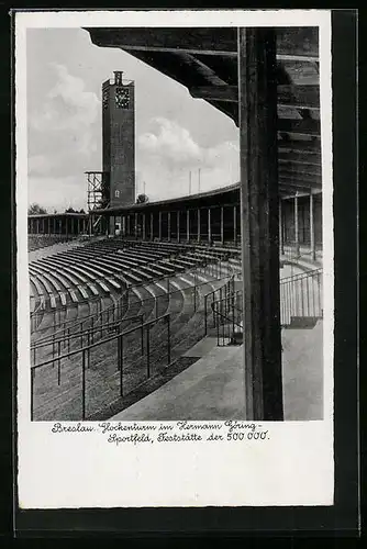 AK Breslau, Glockenturm im Hermann Göring-Sportfeld