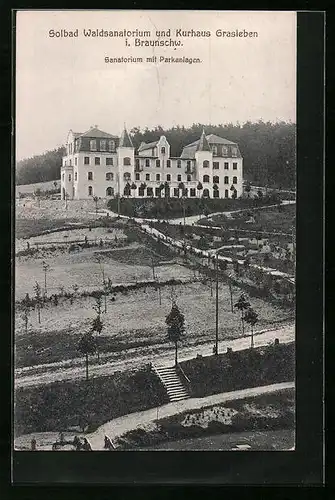 AK Grasleben, Waldsanatorium und Kurhaus mit Parkanlagen