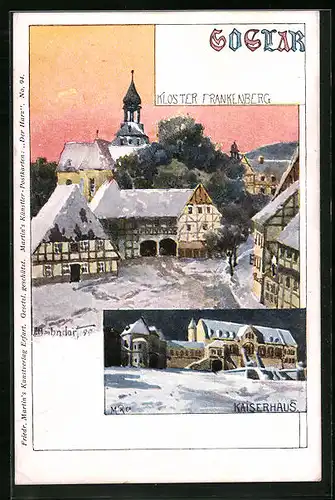 Künstler-AK H. Bahndorf: Goslar, Kloster Frankenberg, Kaiserhaus