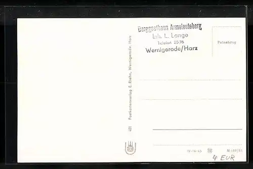 AK Wernigerode /Harz, Berggasthaus am Armeleuteberg, Inh. L. Lange, Innenansicht