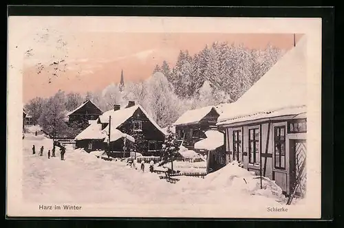 AK Schierke /Harz, Verschneite Häuser