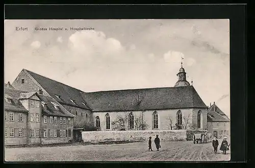 AK Erfurt, Grosses Hospital u. Hospitalkirche