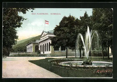 AK Bad Harzburg, Kurhaus mit Springbrunnen