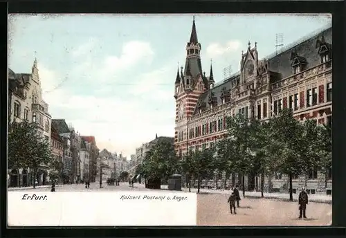 AK Erfurt, Kaiserl. Postamt u. Anger