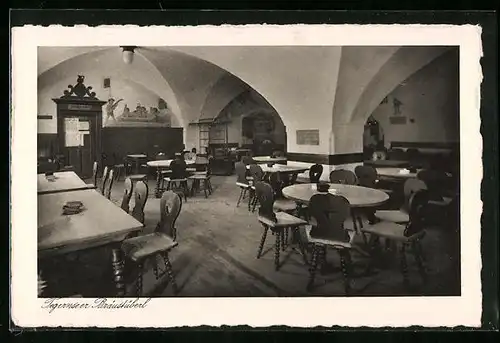 AK Tegernsee, Innenansicht des Bräustüberl