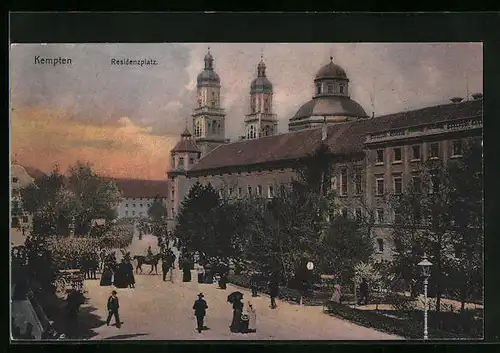 AK Kempten, Residenzplatz mit Doppelturmkirche