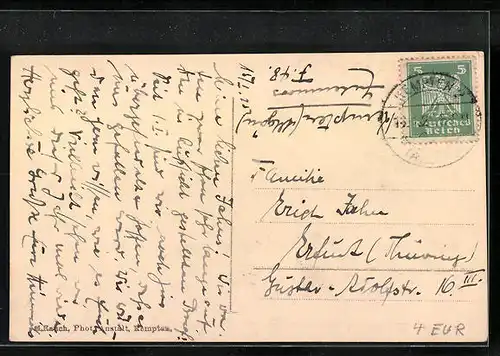 AK Kempten, Ortspartie aus der Vogelschau