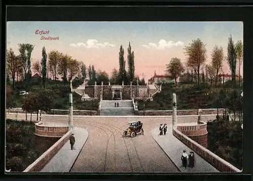 AK Erfurt, Oldtimer im Stadtpark