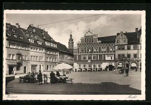 AK Weimar, Markttreiben auf dem Platz