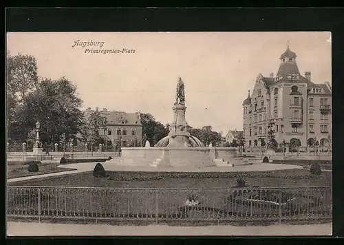 AK Augsburg, Brunnen am Prinzregentenplatz