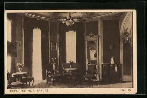 AK Erfurt, Hotel Erfurter Hof, Salon, Innenansicht
