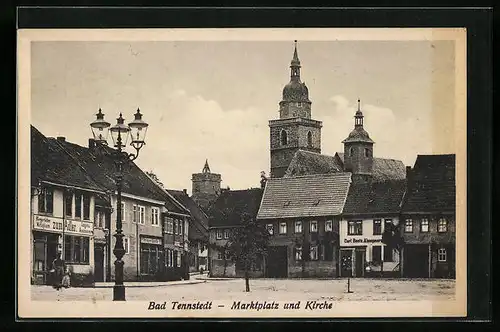 AK Bad Tennstedt /Th., Marktplatz und Kirche