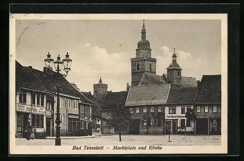 AK Bad Tennstedt /Th., Marktplatz und Kirche