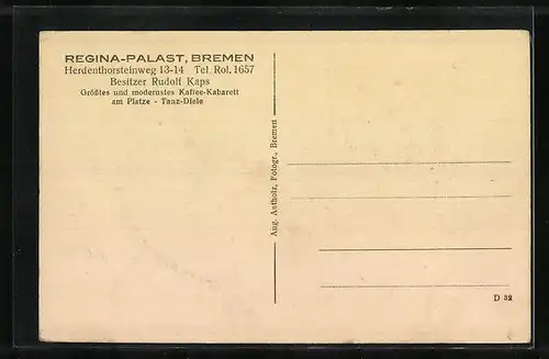 AK Bremen, Cafe Regina-Palast, Innenansicht, Herdentorsteinweg 13 - 14