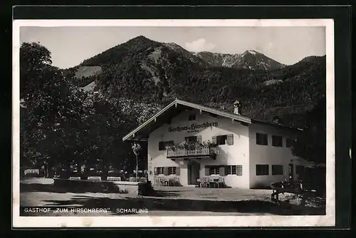 AK Scharling / Kreuth, Gasthof Zum Hirschberg vor Bergpanorama