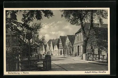 AK Rotenburg i. Hann., Strasse mit Fachwerkhäusern