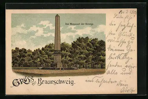 Lithographie Braunschweig, Monument der Herzöge
