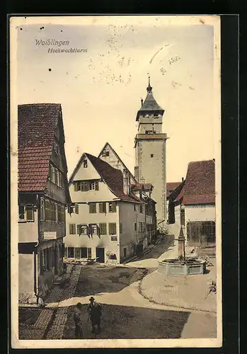AK Waiblingen, Strassenpartie am Hochwachtturm