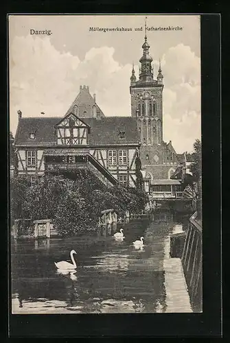 AK Danzig, Müllergewerkshaus und Katharinenkirche